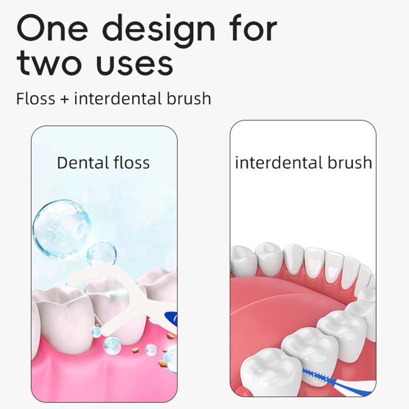2-In-1 Multifunctional Dental Floss Stick High Elasticity Dental Floss Comfortable Soft Silicone Interdental Brush Oral Care