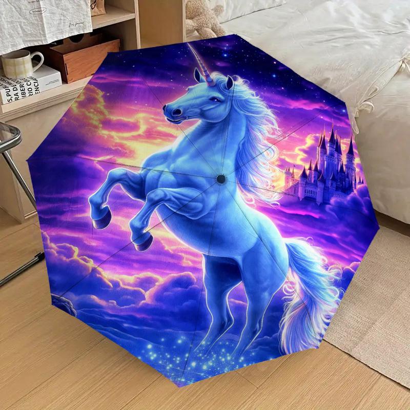 1pc Unicorn Fantasy Pattern Umbrella Design Automatic Opening and Closing Umbrella, High-quality Travel Umbrella,  c1128097