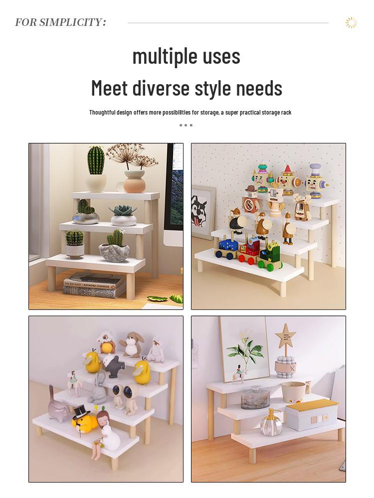 Desktop Ladder-Style Solid Wood Flower Stand for Small Plants and Succulents