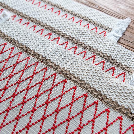 Boho Style Table Runner Patchwork Color Long Farmhouse Rustic Table Runner with Tassel Party Home Decor