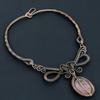 Rose Quartz Necklace Handmade Jewelry, 999 Copper Wire Wrapped Necklace Designer Gemstone Jewelry Adjustable Chain Necklace Gift For Mom