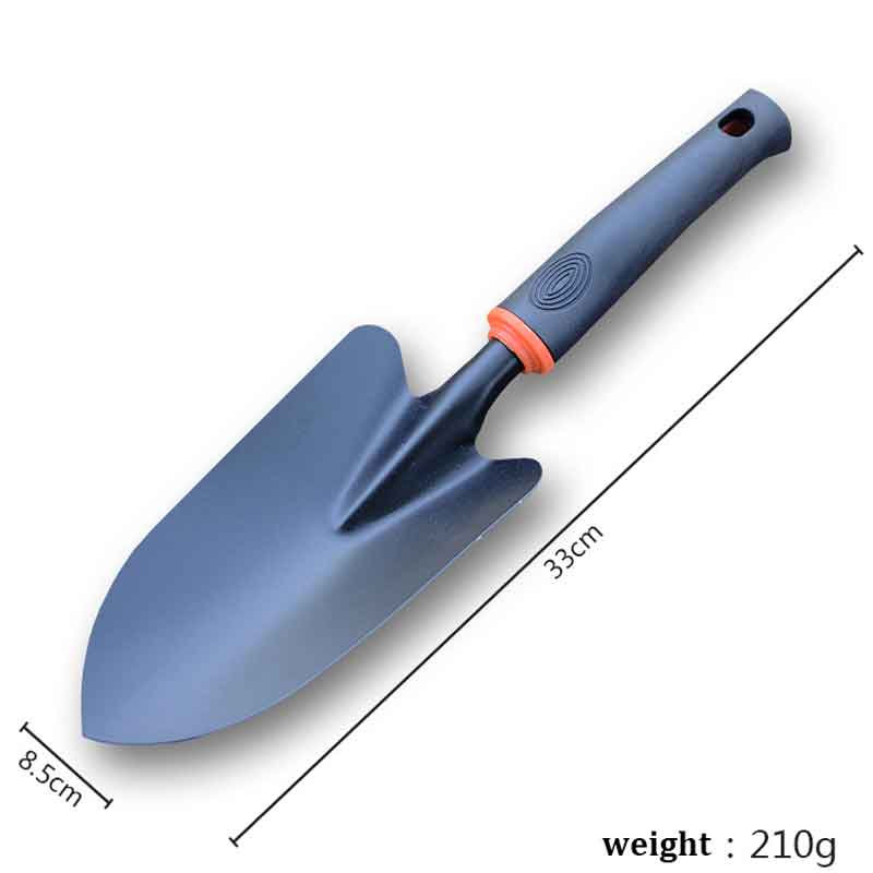 Mâner din cauciuc negru Greblă cu cinci dinți pentru grădinărit Set de patru piese Lopată pentru flori Instrument de grădinărit cu dublu scop