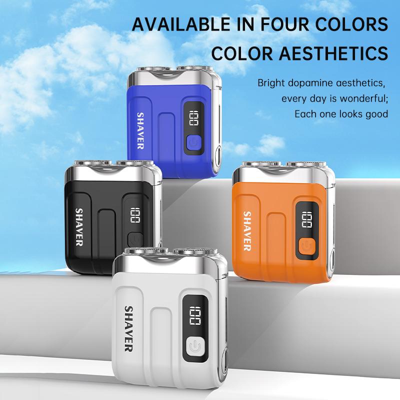 New Mini Electric Shaver Household Car Smart Shaver Digital Display Dual Blade Rechargeable Shaver Powerful Beard Trimmer Tool