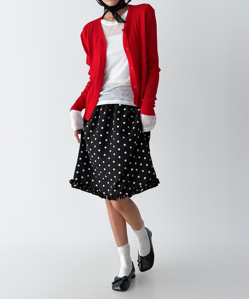 The Green Lab Dot Frill Skirt [Black]
