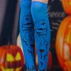 Women Thigh High Socks Over the Knee High Stockings Japanese Skeleton Skull Print Long Socks Thin Halloween Stockings