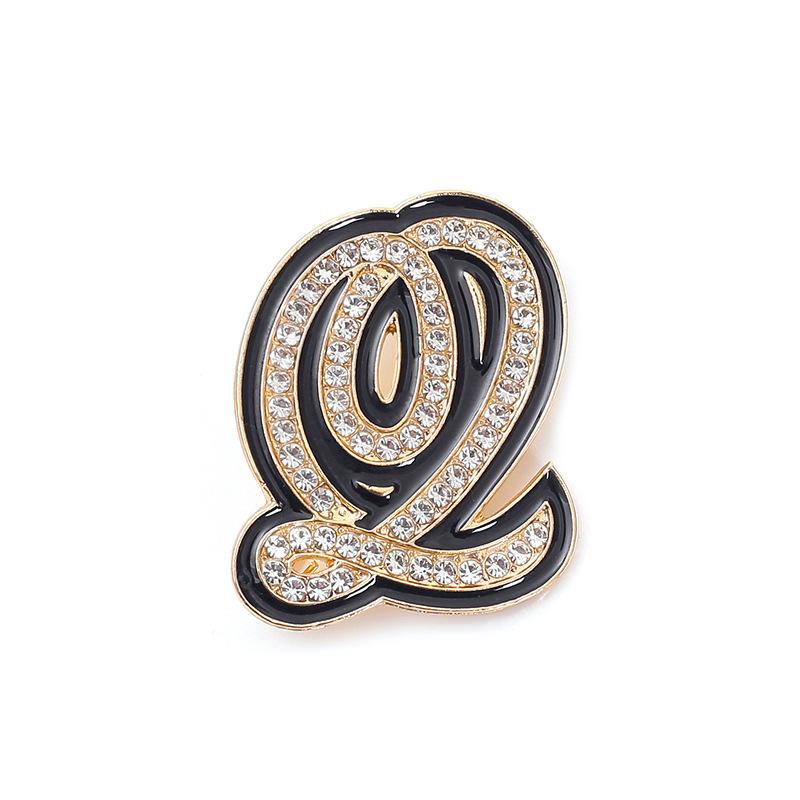 Fashion Women Rhinestone Brooch A-Z English Letter Metal Corsage Pins Crystal Alphabet Jewelry Shirt Clothes Accessories Gift
