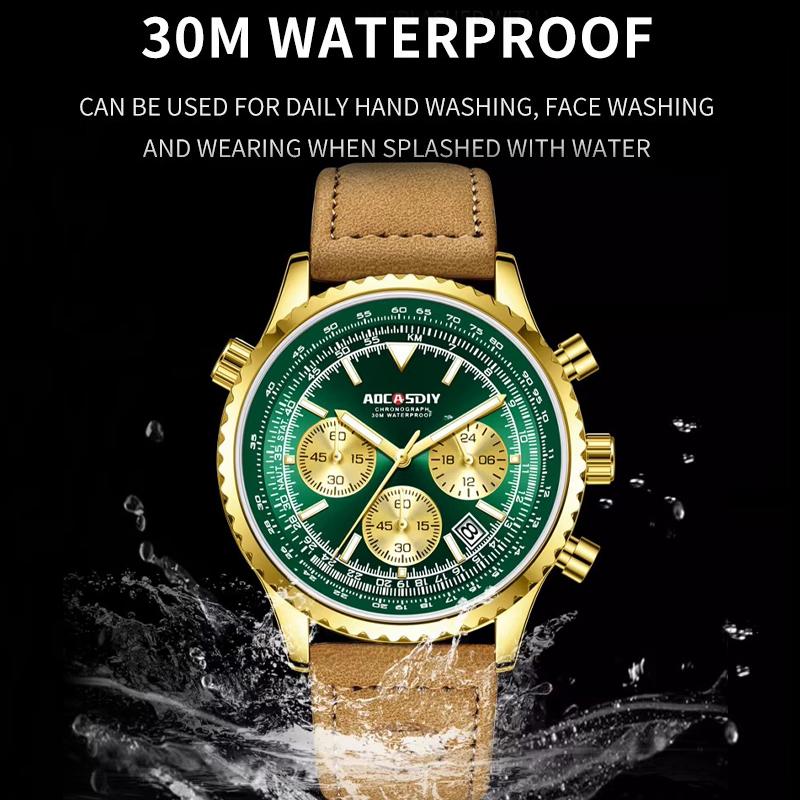 Multifunctional Chronograph Men's Watches Luxury Business Belt Waterproof Luminous Wristwatch Gifts Relogio Masculino