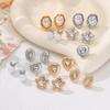 New hip-hop literary and retro five-pointed star stud earrings trendy design heterosexual pearl earrings jewelry