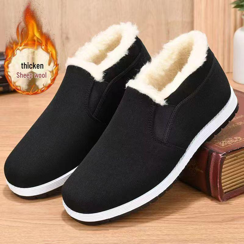 High-Top Fleece-Lined Winter Slip-On Shoes - Warm, Comfortable, and Cold-Proof.