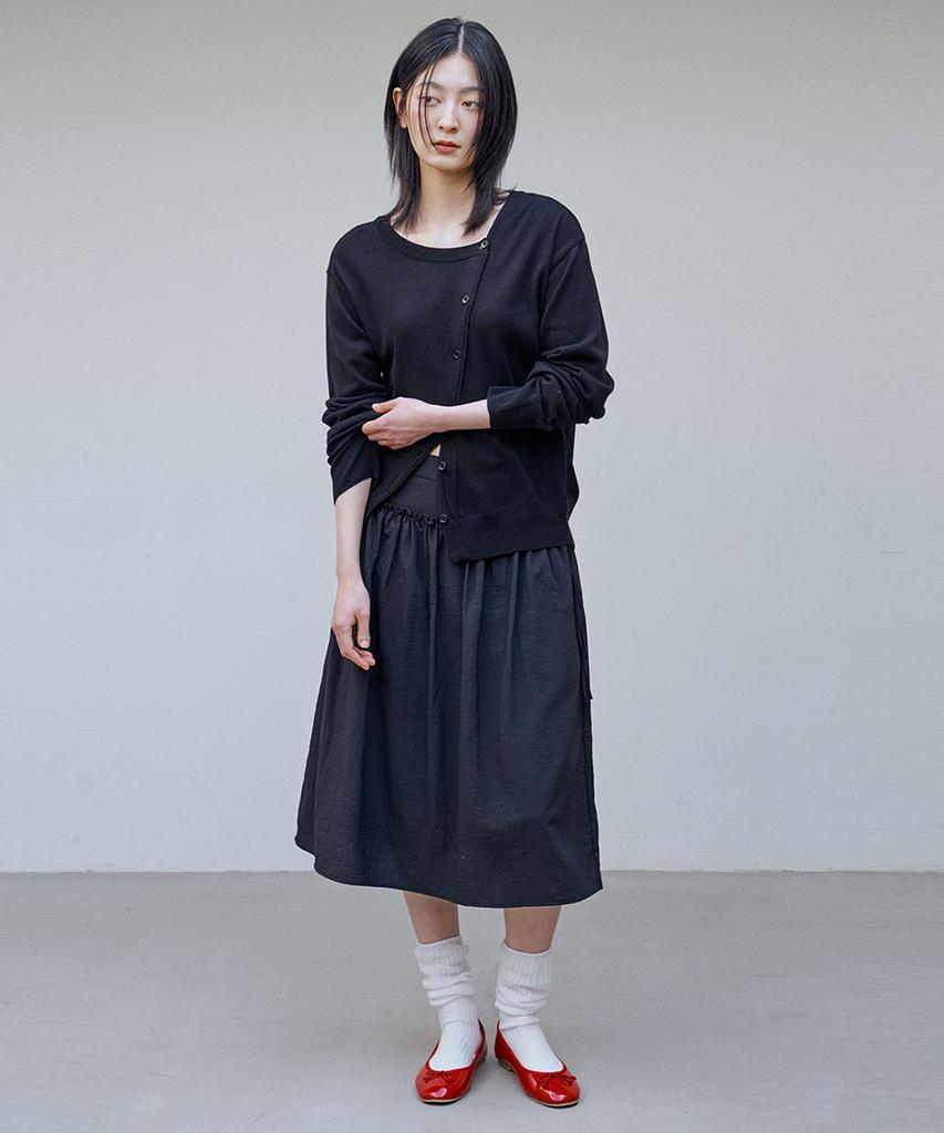 Awi Voluminous Shirred Skirt_Black
