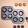 4 Holes Non-Stick Cupcake Baking Tray Carbon Steel Muffin Pan Cake Mould Egg Tart Baking Mold Round Biscuit Pan Kitchen Bakeware