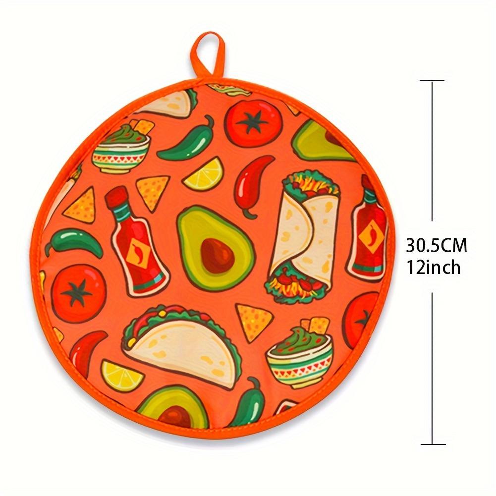 1Pc LDQ 12-Inch Insulated Tortilla Warmer Pouch - Microwave Safe, Keeps Tortillas Warm for Up to One Hour, Fruit Pattern Design