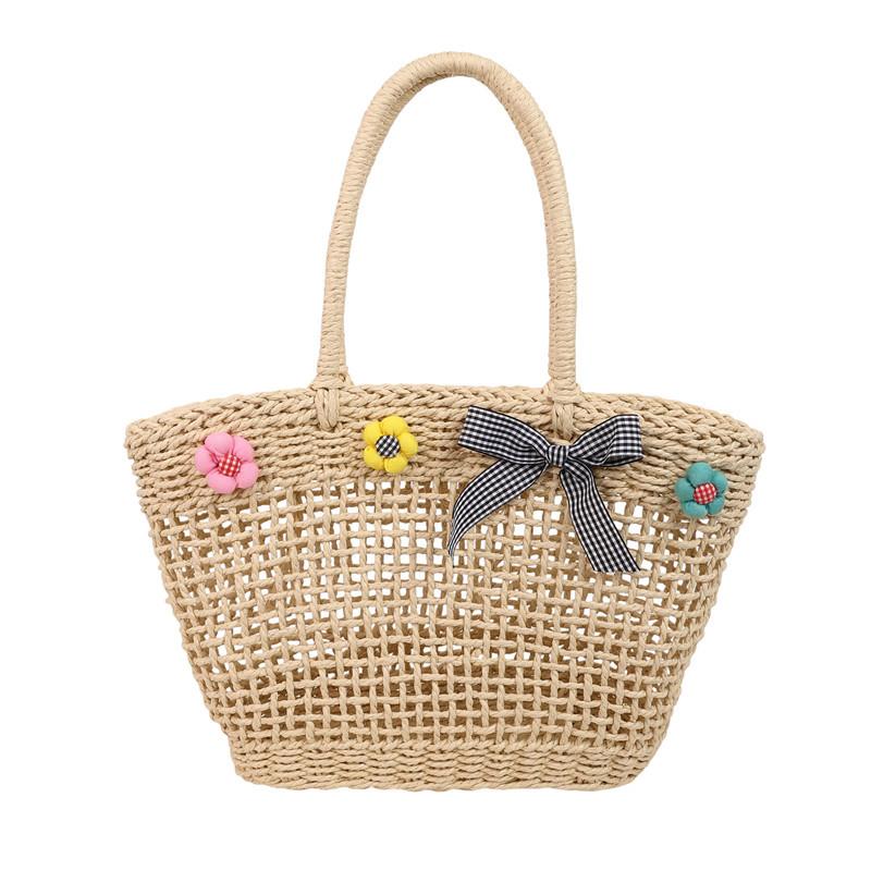 New Hollow Portable Straw Bag Fashion Versatile Beach Bag Large Capacity Woven Vegetable Basket Women's Bag