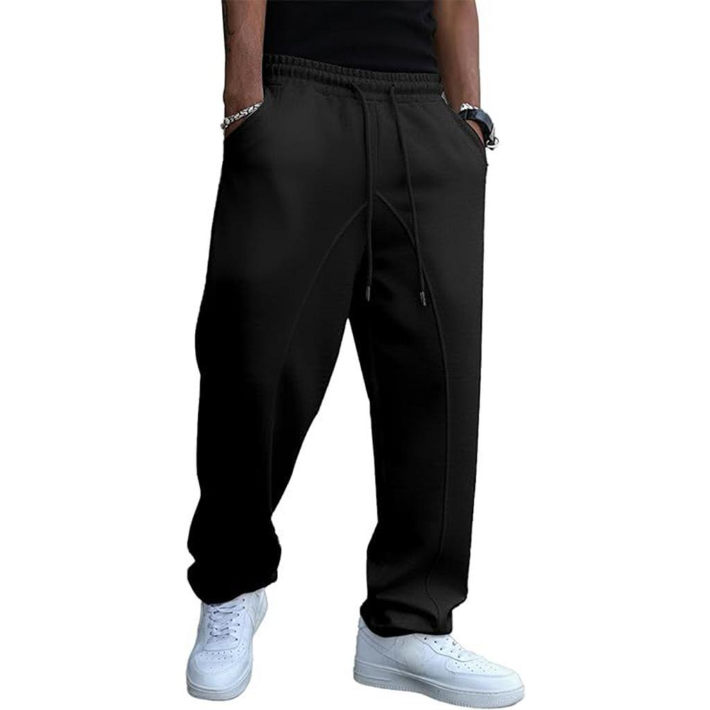 Men's Baggy Stacked Sweatpants  Drawstring Waist Wide Leg Flared Sweatpants Streetwear