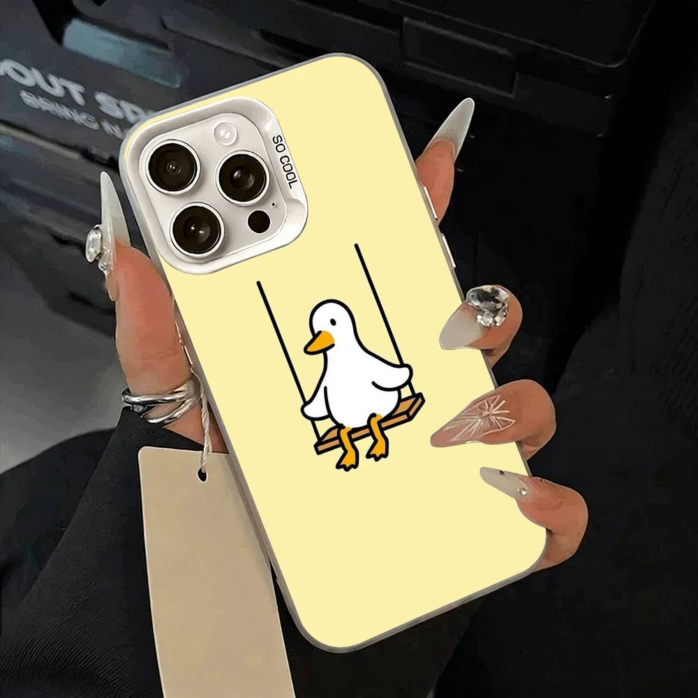 F-Funny Duck Phone Case For IPhone 17 Air 16 15 14 13 12 11 Pro Max White  Sliver  Hard Cover