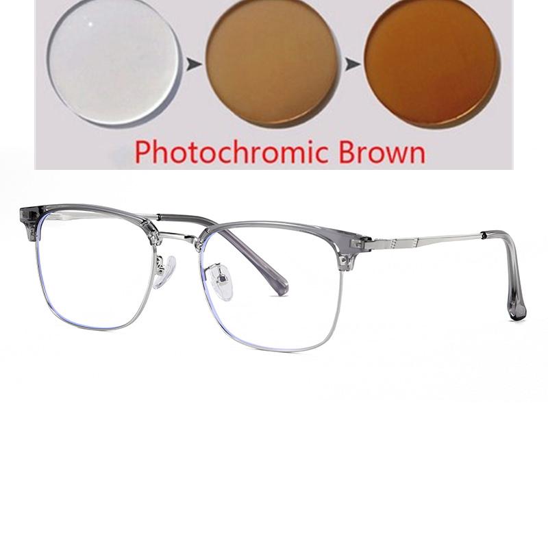 Prescription 0 -0.5 -0.75 To -6.0 Half Frame Square Nearsighted Glasses For Men Retro Anti Blue Rays Myopes Lunettes Male