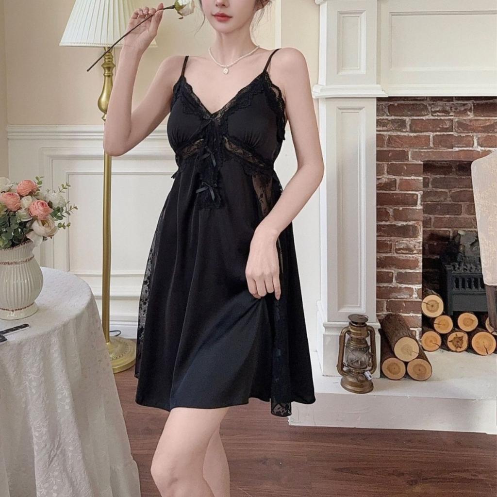 Eisseide Sommer neues Nachthemd weiblich sexy reine Lust süßer Prinzessinnenstil dünnes Träger-Pyjama Sommer Loungewear