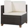 4 Piece Garden Lounge Set with Cushions Brown Poly Rattan