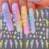 Embossed 5D Nail Stickers Pink Colorful Petals Butterfly Acrylic Spring Summer Flower Slider Nail Decoration Nail Art Supplies DIY