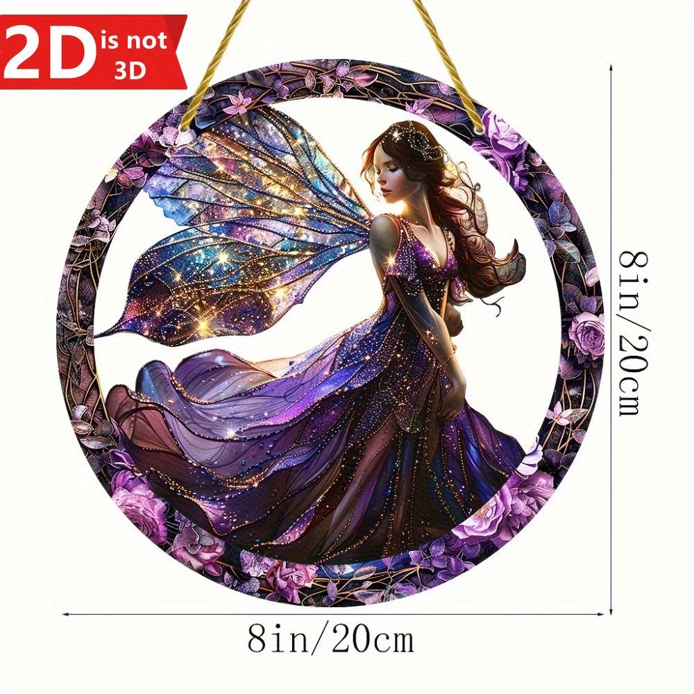 Bohemian Elf Sun Catcher. Stained glass plaque with fairy design for garden, home & room decor.