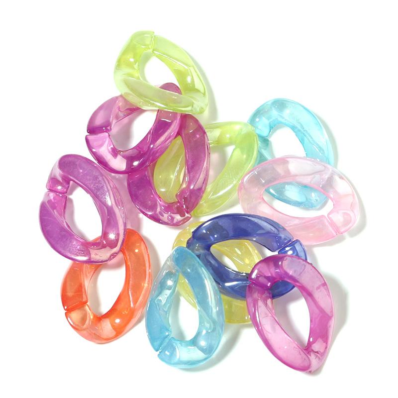 20pcs Ins Retro Rainbow Buckle Acrylic Long Chain Beads For Men Women Curb Cuban Link  Jewelry Making DIY Bracelet Necklace