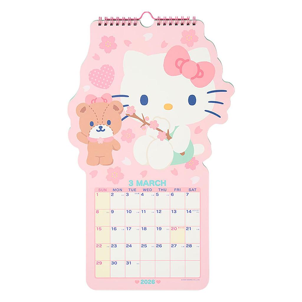 Sanrio 2026 Hello Kitty Paper Wall Wall 622800 Die-Cut Calendar, Calendar, Calendar,