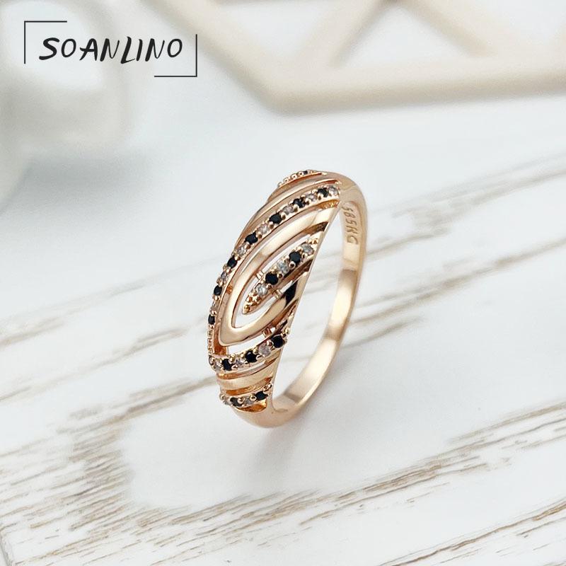 

SOANLINO Изысканное кольцо из розового золота с винтажным цирконом