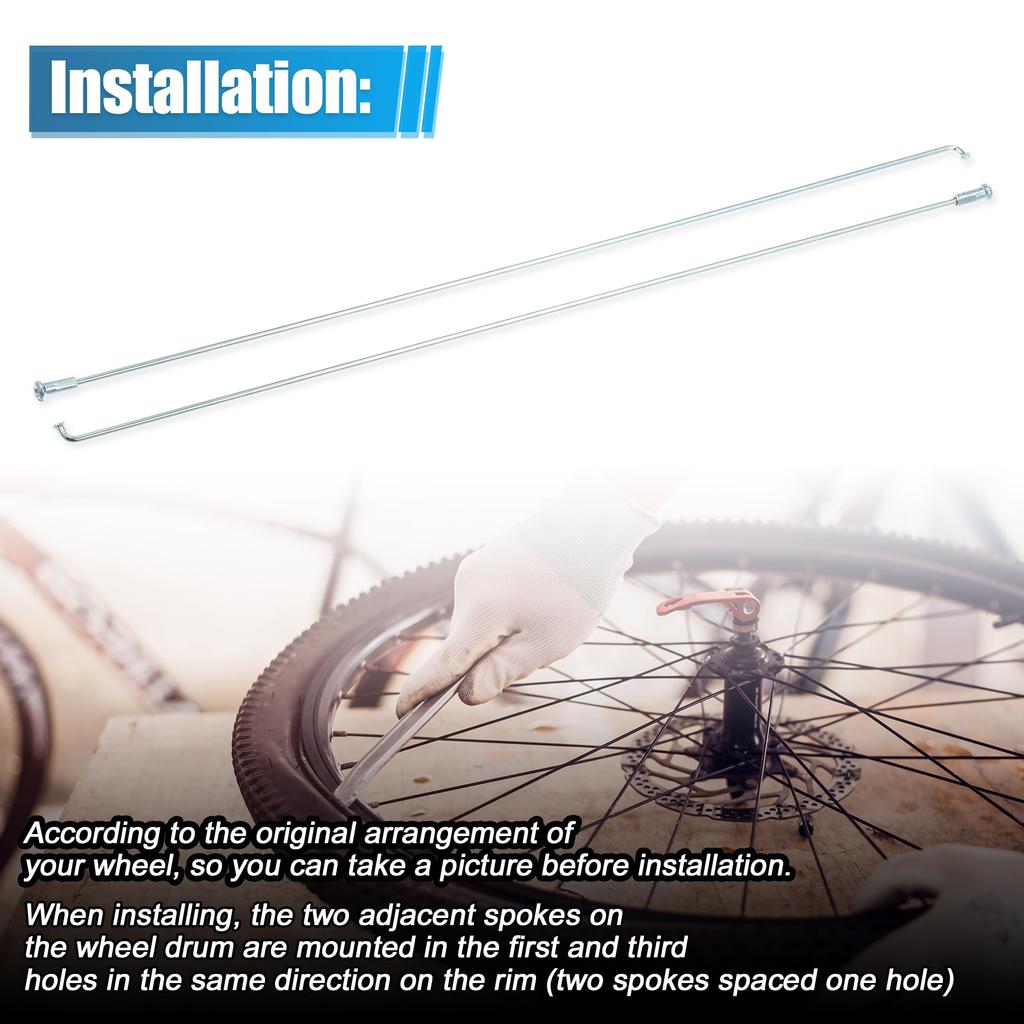 X AUTOHAUX 12pcs 14G J Bend Bicycle Galvanized Spokes 290mm Cycle Spokes with Brass Nipples Steel Spokes for Mountain Bike MTB 11.42inch