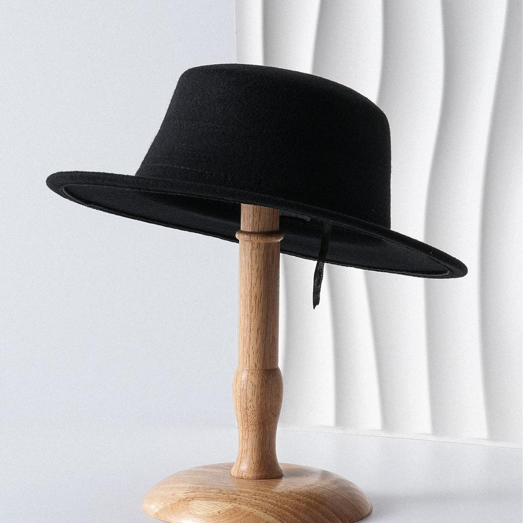 French Classic Retro Daughter Top Hat Black Women's Winter High-end Hat Fashionable Versatile Big Brim Sun Hat