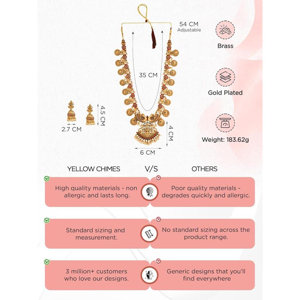 Jewellery Set For Women | Ethnic  Long Necklace Set for Women | Traditional Temple Jewellery Sets For Girls | Birthday Gift for Girls & Women