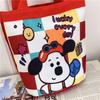 Cartoon Cute Animal Canvas Large-Capacity Handbag Women Bucket Totes Shopper Lunch Bags