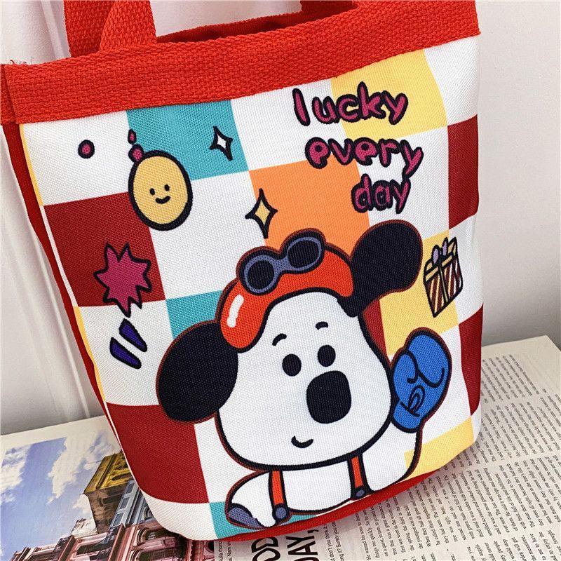 Cartoon Cute Animal Canvas Large-Capacity Handbag Women Bucket Totes Shopper Lunch Bags