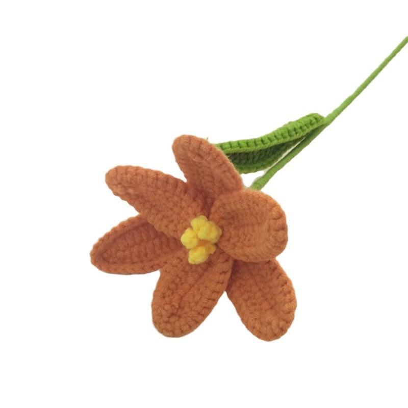 Single Finished Yarn Flower Hook Weaving Blooming Tulip Branches Warm and Heartwarming Christmas Gift Finished Bouquet