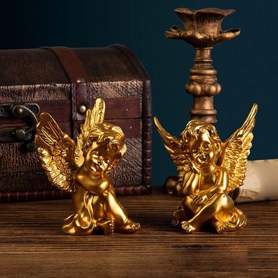 2 Angel Statues, Resin Small Handmade Cute Modern Ornament Sculpture Figures for Home Decor,
