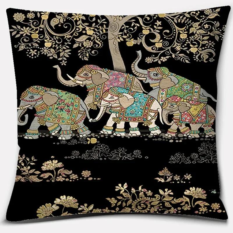 Animal Elephant Collection Home Decor Poszewka na poduszkę Kwadratowa poszewka na poduszkę Wystrój domowego biura