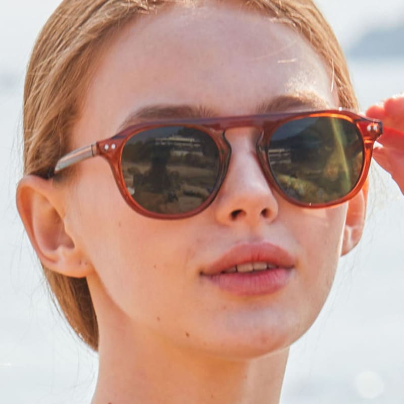 

KOLEAT WOMEN Layered Horn-Rimmed Brown-Black Big Round UV-Blocking Tinted Sunglasses [BRCBB] FREE