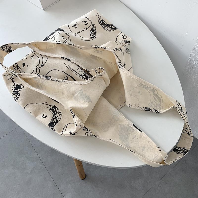 Designer Literary Illustration Canvas Tote: Large Capacity, Summer Style for Female Students