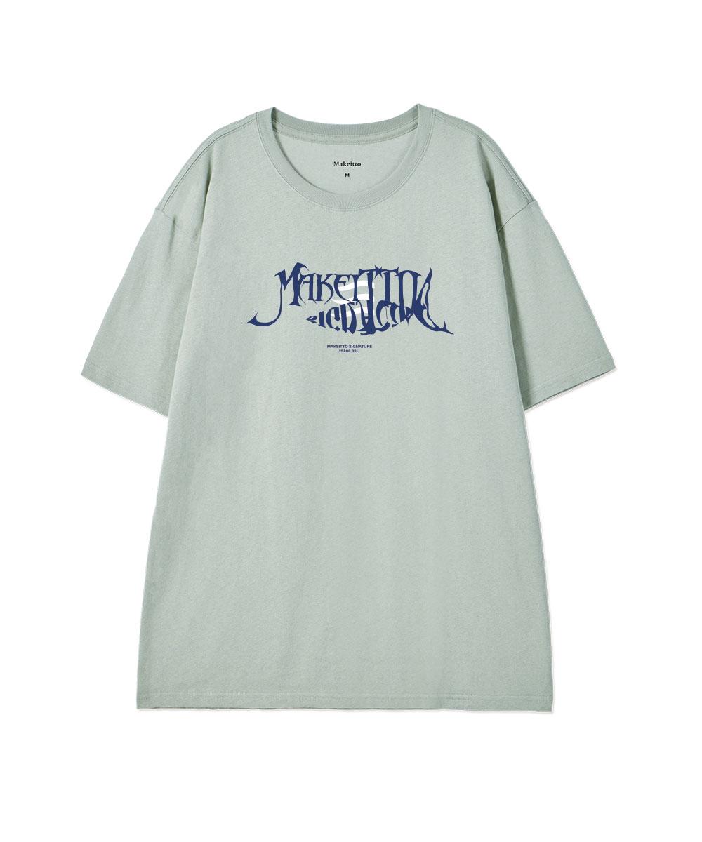 Make It Two [Fish Lettering] Crew Neck Tee_Mint Xl