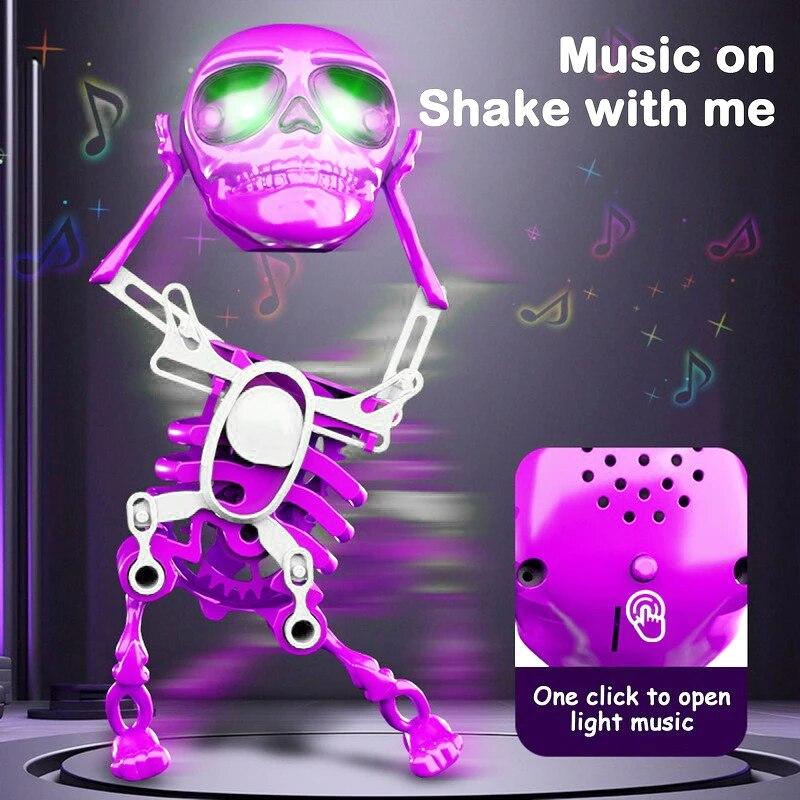 3D Skeleton Toy Fun Dancing Skeleton Toy Swinging Skeleton Toys Stress Relief Toys Manual Wind-Up Rocking Toy for Decorating