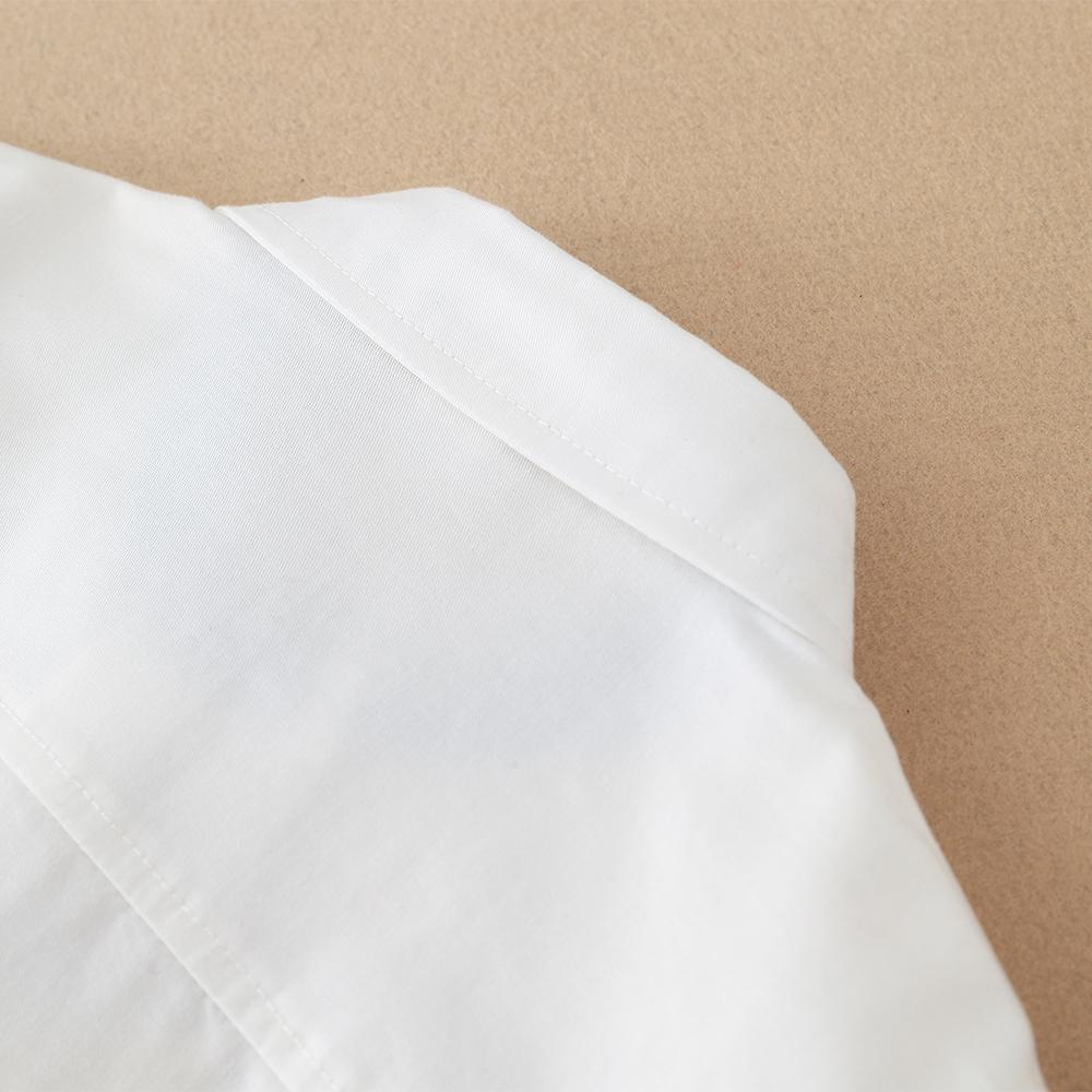 Boys Shirt White Cotton Long Sleeve Clothes for Toddler Boys Casual Top for Kids Aged 2-6 School Children