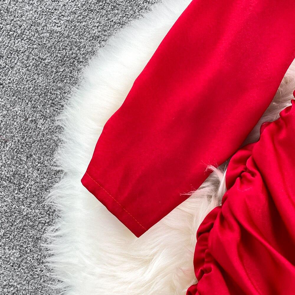 RUGOD High Quality Sexy V-neck Dress Spring 2025 New Slim Slim Pleated Ruffle Hip Wrap Short Dress Single-breasted