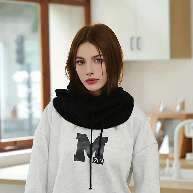 Dzianinowy szalik z kapturem dla kobiet Jesień i Zima Gruby i Ciepły Z nausznikami