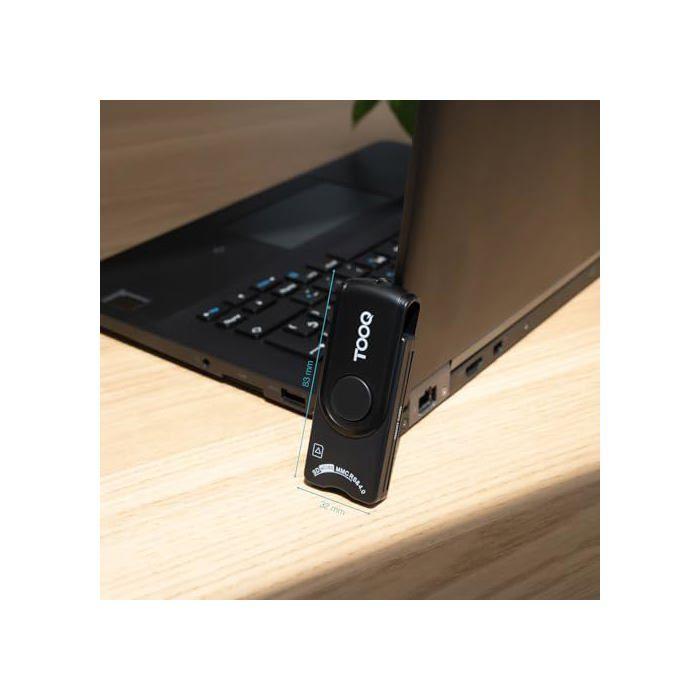 Lecteur de Cartes à Puce - TooQ - TQR-3012B - USB-A - Compact - Noir