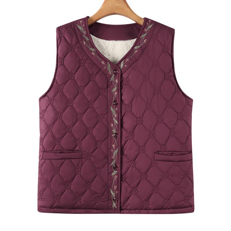 

Зимний жилет бабушки с флисом и утолщенный теплый жилет 5XL бордовый