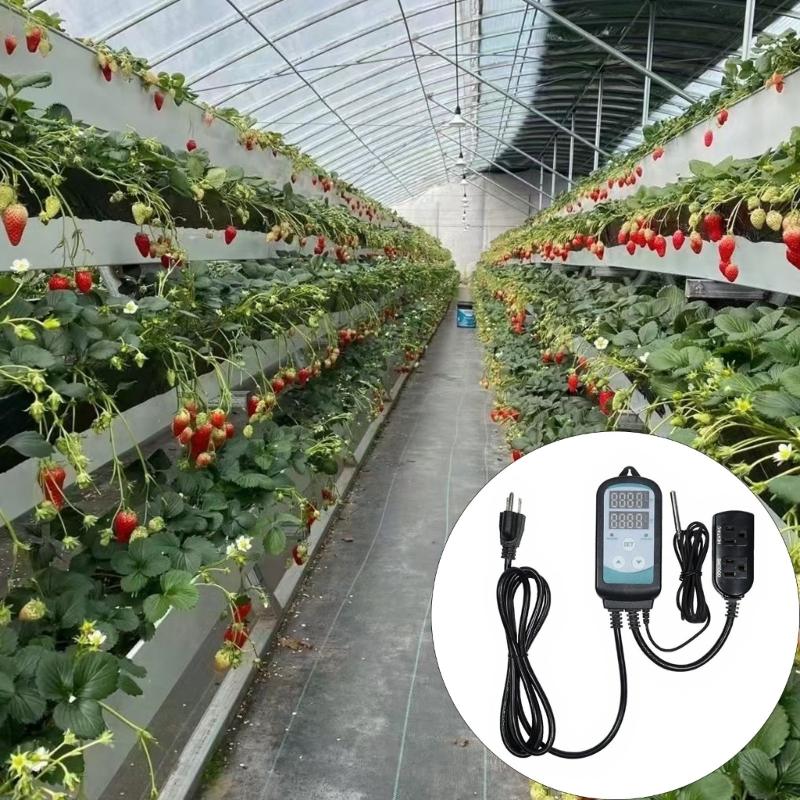 Digital Temperature Controller 1100W 110V for Greenhouses Mushroom Cultivation Home Brewing Heating with Accurate Digital Display