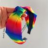 1pc Rainbow Wide Knotted Headband for Women, Soft Stretchy Fabric, Gradient Color for Spring Summer, Beach, Festival, Daily