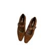 Niche Thick Heel Shallow Mouth Single Shoes 2025 Autumn New Retro Style Square Head Suede 2025 Mary Jane Shoes Grandma Shoes.