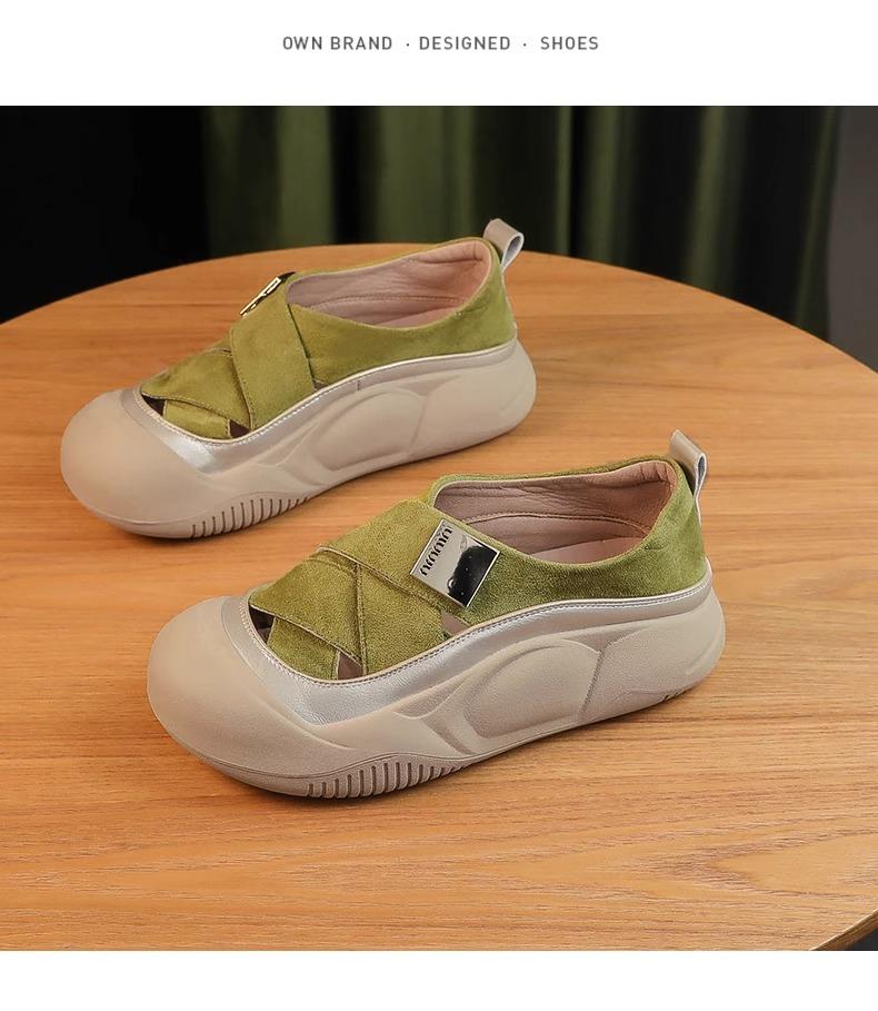 Fashion Shoes Low Heels Female Footwear Casual Sneaker Clogs Platform Retro Summer Dress Small Creepers New PVC Slip-On Scandals Fabric
