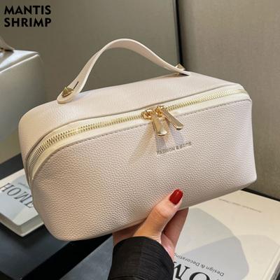 Bolsa de cosméticos para mujer, Estuche de cosméticos de cuero PU de moda, Bolso de maquillaje para niña, Mujeres casuales, Almacenamiento, Neceser, Caja de almacenamiento de maquillaje Smiley