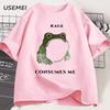 Unisexs T Shirts Funny Rage Consumes Me Frog Graphic T Shirts Vintage Cotton Short Sleeve Printed Tshirt Unisexs Clothes Streetwear